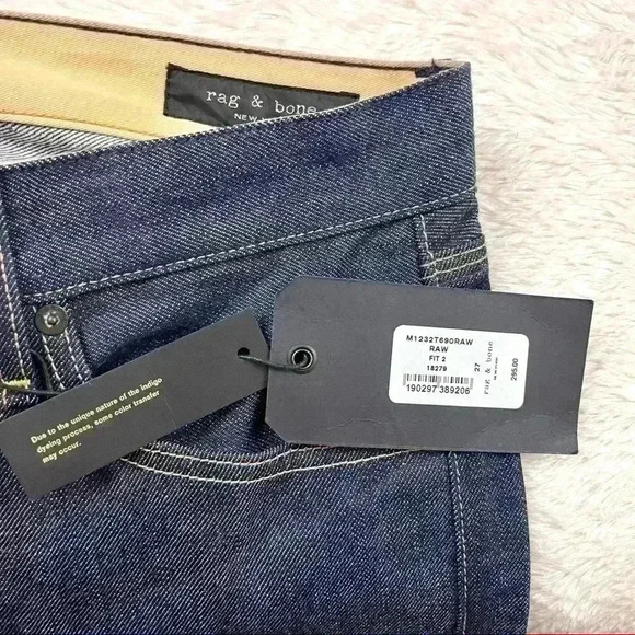 NWT Rag & Bone Fit 2 Raw Dark Wash Denim Slim Fit Full-Length Jeans Size 27/33 - Picture 13 of 14